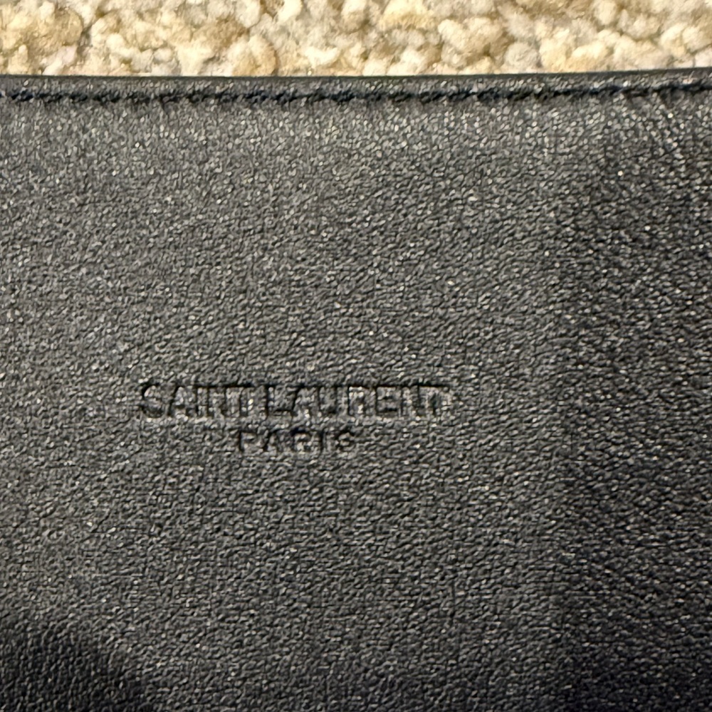 Saint Laurent Black Embossed Belt with Gold Detail - Picture 4 of 7